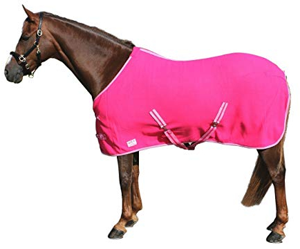 netproshop Basic Pferde Abschwitzdecke mit Kreuzbegurtung Fleece Qualität Gr. 105-155, Groesse:135, Farbe:Pink