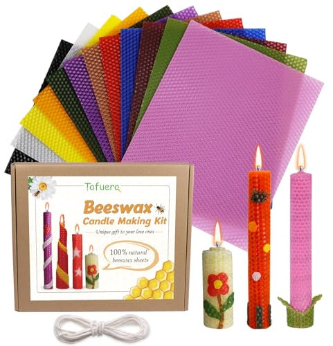 Tafuero Beeswax Honeycomb Candle Sheets,12pcs Beeswax Candle Making Kit Natural 10 X 8,Make Your Own Ideas Candle for Kids and Adults,Making Handsome Rolling Candle for Hanukkah and Party