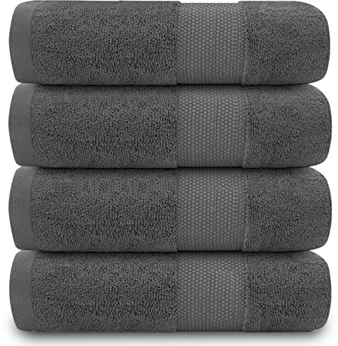 GC GAVENO CAVAILIA Charcoal Hand Towels Set, 4 Pack 700 GSM 100% Egyptian Cotton Quick Drying & Super Absorbent Hand Towels 50x85cm, Ultra Soft Plush Towels for Bathroom, Home, Hotel, Gym & Spa