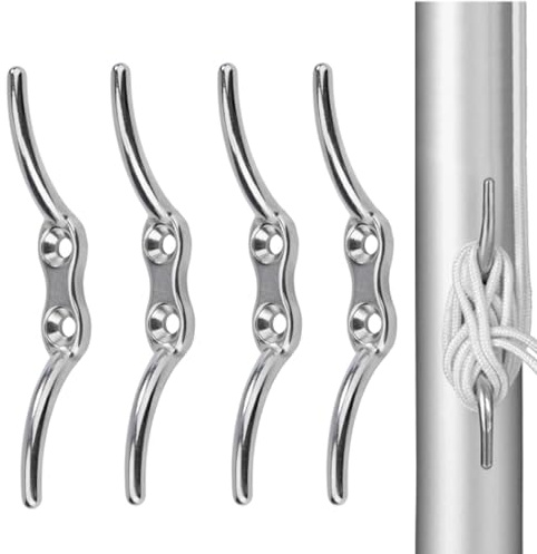 Edelstahl Boot Klampen Anlegeklampen Fahnenmast Klampe 4 Stück Festmacher Belegklampe für Yacht Dock Deck Base Marine Boat Fastener Zubehör