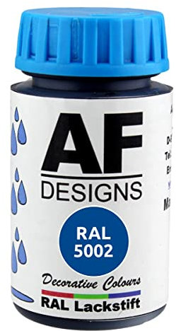 Alex Flittner Designs Paint Pen RAL 5002 Ultramarine Blue Glossy 50 ml Wood Metal Furniture Bathroom Retouching Paint Repair Paint