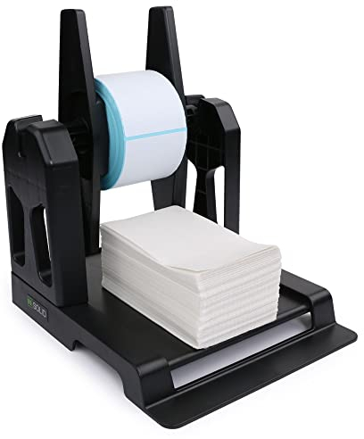 U.S. Solid Großer Etikettenhalter für Rollen und Fächerfaltetiketten, 2-in-1 Desktop-Versandetiketten-Rollenhalter