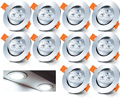 Yakimz 10er 3W LED Einbaustrahler Schwenkbar 230V, Ultra Flach Einbauleuchten, IP44 Wasserfest Bad Deckenspots, Kaltweiß 6000K Deckenstrahler für Badezimmer Wohnzimmer