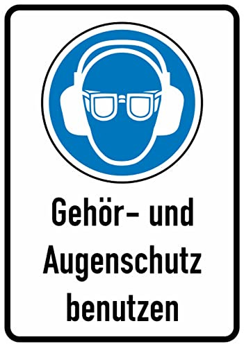 Daged Gehör und Augenschutz benutzen Aufkleber 23x16 cm Hinweiszeichen Sicherheitszeichen Sticker T-135