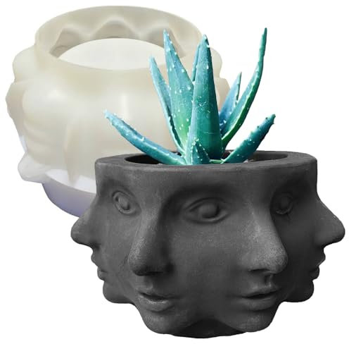 Silikon-Kopf für Blumentöpfe, 20,3 cm, für drinnen und draußen, mehrseitige Sukkulenten-Blumentöpfe, kleine Pflanzgefäße, Kunst-Gartenvase (mehrseitig)