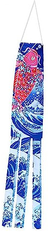 kowaku Japanischer Karpfen Windsack, Hängedekoration, 140 cm Große Fischflaggen für Den Garten, Streamer Fischflaggen, Drachen für, Hof, Terra, Stil f
