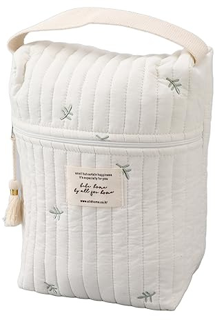 Borsa Pannolini Multitasca con Isolamento Termico, Organizer per Accessori, Cotone Naturale, per Viaggio e Picnic