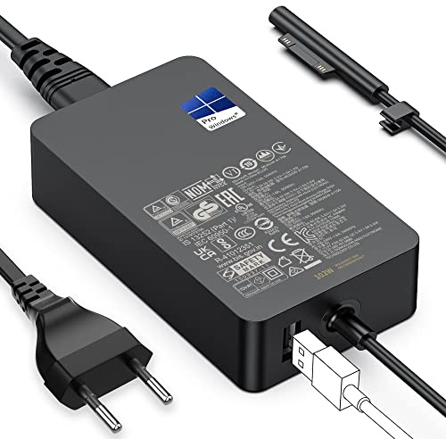 Brusace Chargeur Surface,102W Surface Chargeur pour Surface Pro 3/4/5/6/7/7+/8/9, Surface Laptop1/2/3/4/5, Surface Go/Go2/Go3, Surface Laptop Go, Surface Book 1/2/3, Surface Laptop Studio