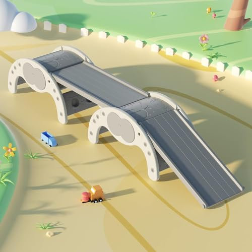 Kids Sofa Slide Climbing Slide for Bed Toys for Kids Playing Home Easy to Assemble The Lengthen Board Playset for Having Fun (Climbing Frame Set-Grey)