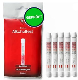 Xantus 5X Alkoholtester: Zertifiziert für DE & EU, intuitiv & kompakt. 98% genauer Promillewert, Einmaltest mit Sofort-Ergebnis