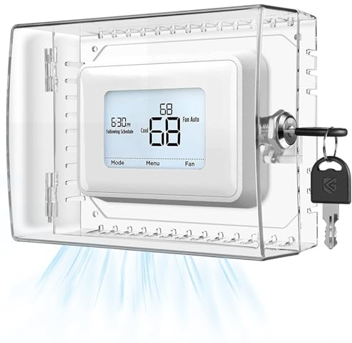 Gedreew Large Thermostat Lock Box Cover with Key, Clear Thermostat Cover with Lock Compatible With Honeywell Home Thermostat On Wall, AC Lock Box Cover with Key Fits Thermostats 5H x 6 W or Smaller