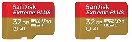 SanDisk Extreme Plus 32 GB MicroSDHC Memory Card, SD Adapter With A1 App Performance And Rescue Pro Deluxe, Up to 95 MB/s, Class 10, UHS-I, U3, V30 (Pack of 2)