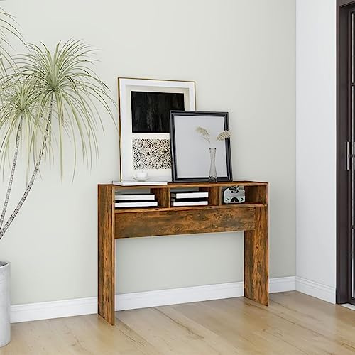FIRBNUS Consolle in Legno Tavolino Laterale da Divano - Mobile Ingresso Soggiorno Rovere Fumo 105x30cm Multistrato
