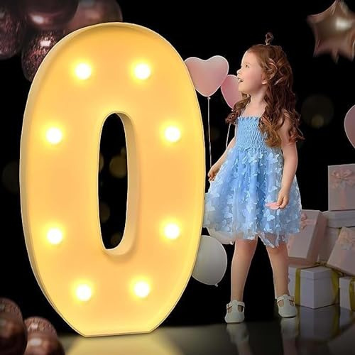 AAIRRA Wedding Decor 4FT Marquee Light Up Letters Large Marquee Letters LED Letter Lights Sign for Home Party Bar Wedding Festival Birthday Decorations Xmas Gifts Decoration,O,120CM