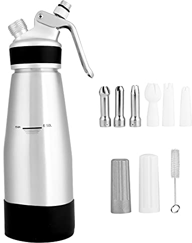 Sifone per Panna in Alluminio da 500 Ml Macchina per Schiuma Professionale per Erogazione di Panna Dispenser per Panna per Montare E Tubazioni Montare Panna, Formaggio, Condimenti