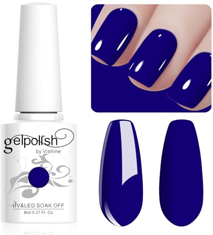 Vishine Gel Nail Polish, 1Pcs 8ml MidnightBlue Gel Polish Soak Off UV LED Gel Nail Art DIY Gel Nail Manicure for Girls Women #072