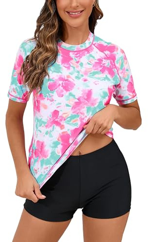Halcurt Soutien-Gorge intégré pour Femme, Maillot de Bain 2 pièces et Short de Bain UPF 50