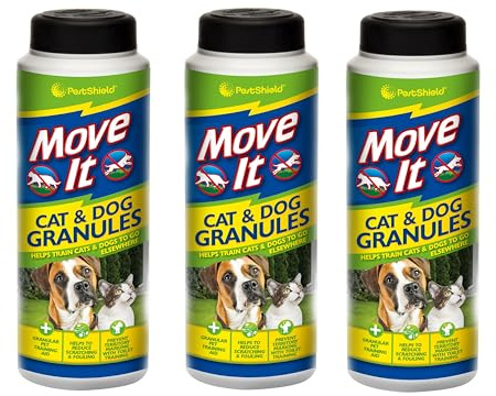 Multipack - PestShield Move It Cat & Dog Garden Granules Repellent - Non-Toxic, 100% Natural - 240g (3, Cat & Dog Repellent)