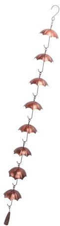 Fdit Regenschirm-Regenkette, 99,9 cm, Eisen, Dekorativ, 8 Tassen, Verhindert Spritzen mit Regenketten, Verleiht Dem Haus Ästhetik, Einfach Aufzuhängen