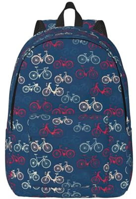 EdWal Bikes Bicycle Cycling Print Women Canvas Backpack,Mens Travel Rucksack,Casual Daypack Bookbag For Laptop Work Travel Hiking