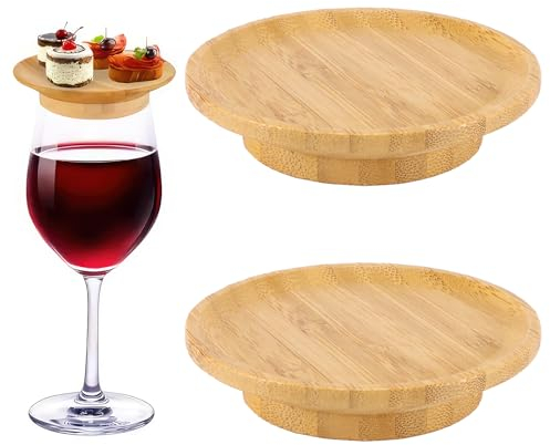 Pwocvoe 2 posavasos de madera para copas de vino, para copas de vino, para copas de vino, posavasos de madera para bebidas, tablero de charcutería para postres