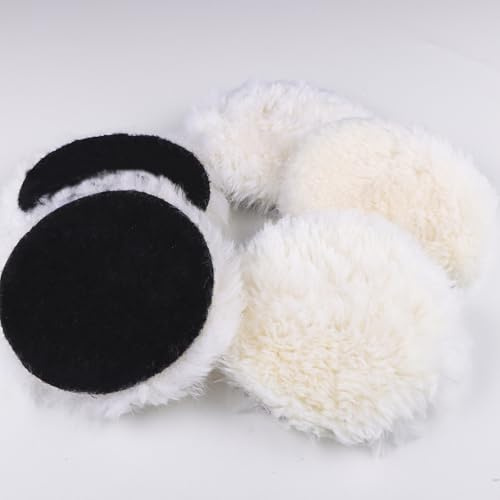 Svitzoot 5 X Polierpad Wollhaube Wollpad, 125mm Lammwollhaube | Polierpads Lammfell pad, Polierhaube Lammwolle Polierfell für Auto poliermaschine