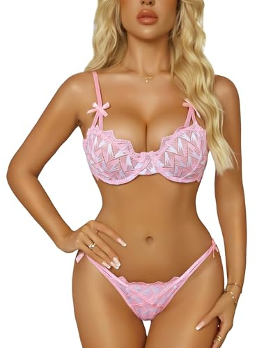RSLOVE Ensemble de Lingerie Femme - Soutien-Gorge et Culotte 2 Pièces sous-Vêtements Sexy