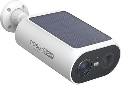 aosu 2K Überwachungskamera Aussen Solar Akku Add-on Cam mit Integrierte Solarplatte AI Personerkennung Licht- & Tonalarm 2-Wege-Audio Farbige Nachtsicht IP65