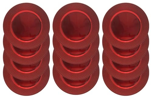Daniel James Metallic Charger Plates - 33cm Round Reusable Dining Table Setting Plates for Christmas Party, Celebration, Weddings & Table Décor Placemat - Red Diamond, Pack of 12