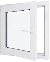 Finestra in PVC – LxH 700 x 700 mm – Tripla vetrata – Bianco – Maniglia a destra