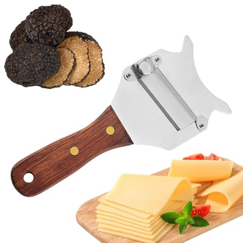 Cortador de trufas de acero inoxidable, rallador de trufas, cortador/rallador de trufas, cortador de chocolate con mango de madera, cortador de verduras y