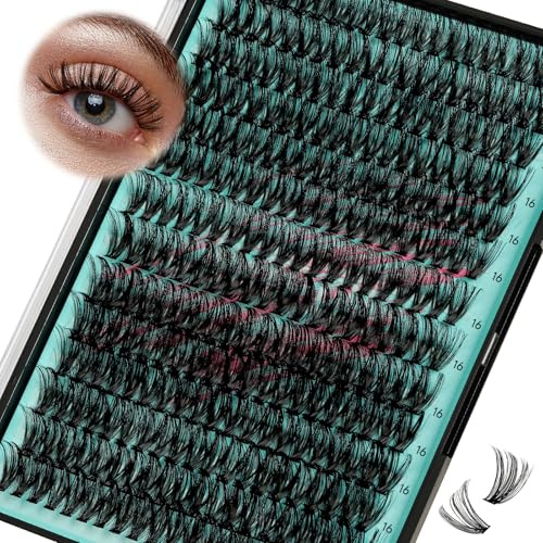Ciglia Finte Ciuffetti 280Pcs Wispy Extension Ciglia 4050D ciglia di Cluster singole ciglia di Cluster naturale estensione ciglia di Cluster false morbide per principianti (16 mm)