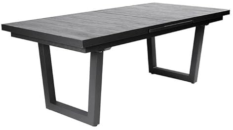 OUTLIV. Ausziehtisch Alice, 200-260x100 cm – U-Beine, Aluminium Keramik, wetterfest, rechteckig, Platz für 10 Personen, anthrazit