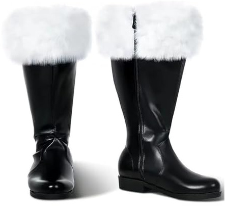 YUMALI Stivali Di Babbo Natale, Vichingo Retrò in Pelle PU Stivali Da Cavaliere, Peluche Bocca Scarpa Calda Unisex Neve Mid Boots per Cosplay