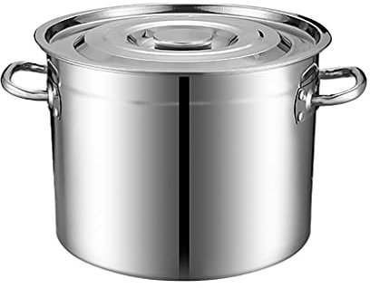 Generisch Suppentöpfe Suppentöpfe, Suppentopf mit großem Fassungsvermögen, Induktionstopf aus Edelstahl, sicherer Suppentopf mit Deckel, spülmaschinenfest, 7 Größen, Silber (Size : 54.5 * 34cm(60L))