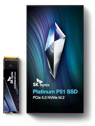 SK Hynix Platinum P51 2TB SSD PCIe 5.0 NVMe 2.0 hasta 14.700 MB/s Gen5 M.2 2280 SSD Interno para usuarios exigentes y Gamers, Compatible con Ordenador Portátil PC y Consola de Juegos