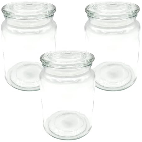 Chef-hub Glass Storage Jar with Lid, 700ml, Set of 3, Clear