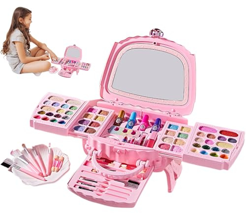 Kinderschminke, Spielschmink-Set Für Mädchen, Natürlicher Reisefreundlicher Waschbarer Kosmetik Für Kinder Von 3 Bis 12 Jahre Spielen Feste & Veranstaltungen Geburtstag Rollenspiel