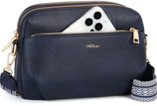 HILAEX Umhängetasche Damen Mittelgroß mit Anti Diebstahl & RFID-Blockierung | PU Leder Handtasche Damen, mit Verstellbar Abnehmbar Breiter Gurt
