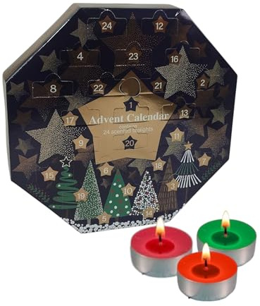 Scented Christmas tealight advent calendar 2025-24 festive countdown scented candles - christmas tea light candles - tea lights advent calendar - count down to christmas - tea light gift set.