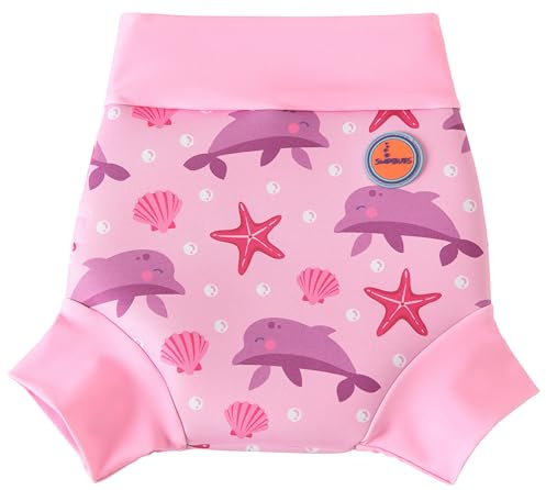 Swimbubs Reusable Swim Nappy – Baby Swimwear for Boys and Girls, Ideal for Swimming Lessons (12-24 Months, Pink Dolphin)