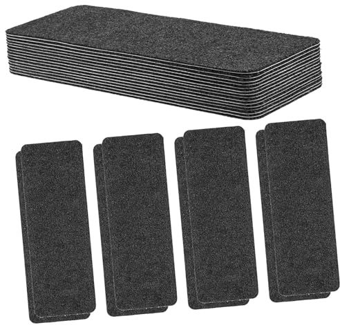 SHINEOFI Tapis D'escalier Antidérapants En Polyester 15 Pièces, Bandes Auto-adhésives 55x20 Cm, Gris Foncé Rayé, Protection Escalier Intérieure Pour Sécurité Famille