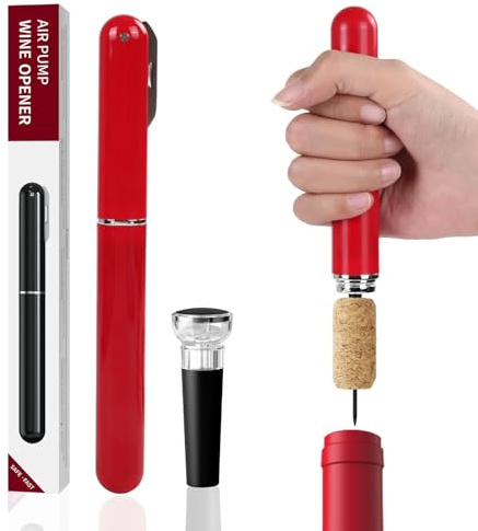 Tycoonest Sacacorchos de Bomba, Abrebotellas Aire Presión con Corta Cápsulas y Tapones de Botella, Accesorios Vino Portátil para Viaje Fiesta Boda, Regalo para los Amantes del Vino