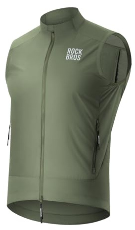ROCKBROS Cycling Vest for Men Windproof Sleeveless Jacket Two-way zipper Gilet Super-Light Coat for Cycling Hiking Running