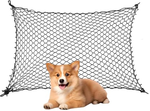 Kofferraumnetz – 120 x 70 cm Hundebarriere | Universeller Rücksitz – Sicherheitsnetz-Organizer | -Autogitter – Trennhaken | Reisen Roadtrip PetSafety | Kofferraumtrennwand