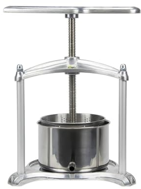 EJWOX Manual Cheese Press, 0.8 Gallon Heavy Duty Food Press for Cheese, Tofu & Vegetable Dehydration – Stainless Steel Basket Herb & Tincture Press with Filter Bags, Not for Hard Fruits