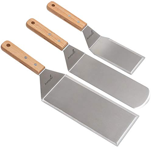Professionelles Pfannenwender-Set – Edelstahl-Pfannkuchenwender und Grillschaber, 10,2 x 20,3 cm, übergroßer Hamburgerwender, ideal für Grill und Flat-Top-Grill, handelsübliche Qualität