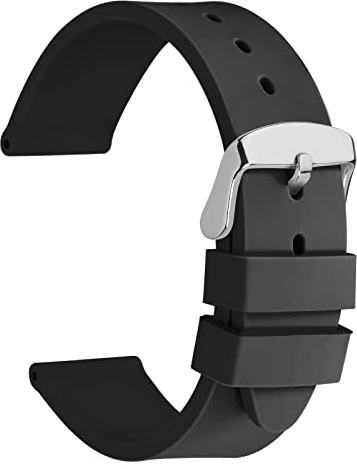 WOCCI Leichtgewicht Uhrenarmbänder aus Silikon Gummi, Edelstahlschließe, Ersatzband 16mm 18mm 20mm 22mm 24mm
