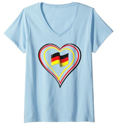 Damen Fanartikel Deutschland Fanartikel GER Design Deutschland T-Shirt mit V-Ausschnitt