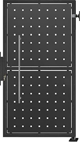 Puerta de valla exterior modelo CANDARA, puerta cancela para el jardín entrada abatible dos hojas de metal (3000 x 1800 mm., Negro forja) (1000x1800 mm., Negro forja)